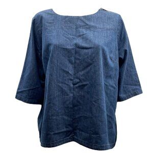 Martha Stewart Shoulder Zip Chambray Top Size 3X